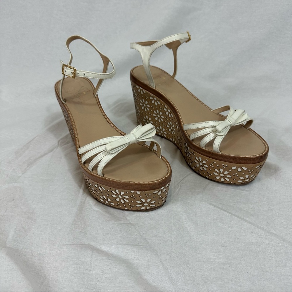 kate spade perforated flower wedges